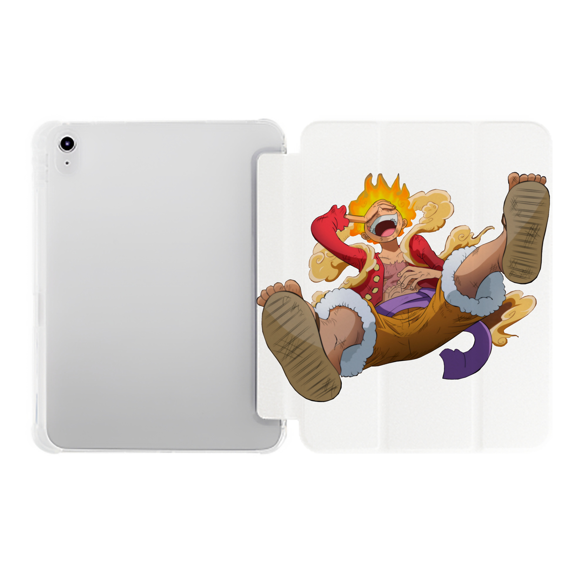 （画像用） ワンピース モンキー・D・ルフィ ONE PIECE Monkey D. Luffy IPad ケース ペン収納付き 三つ折りスタンド PUレザー×シリコン 対応機種9.5/10.5/10.9インチ